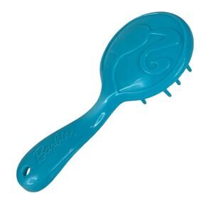 Barbie Brush Blue Plastic 50s Barbie Head and Barbie Logo Handle 3.5" Retro Vtg